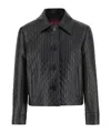 Gucci Embossed Gg Leather Jacket In Black