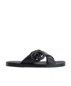 Gucci Gg-motif Leather Slippers In Black