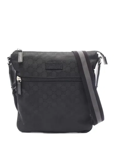 Pre-owned Gucci Gg-motif Shoulder Bag In Black