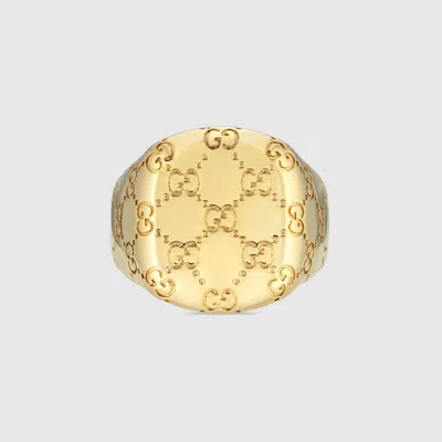 Gucci Gg Motif Signet Ring In Gold
