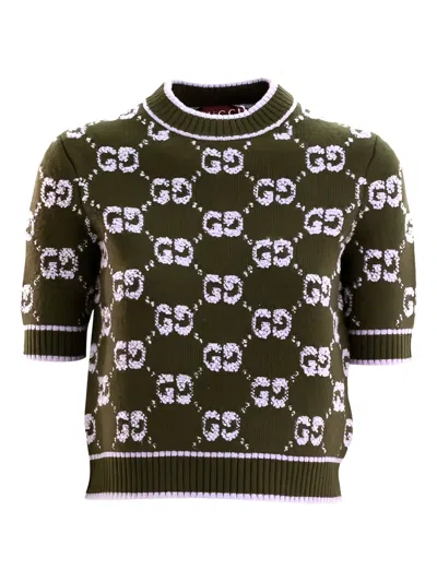 Gucci Gg-motif Top In Green