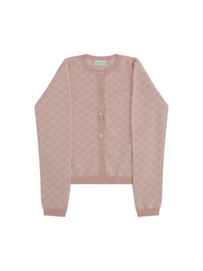 Gucci Gg Motif Wool Cardigan In Pink