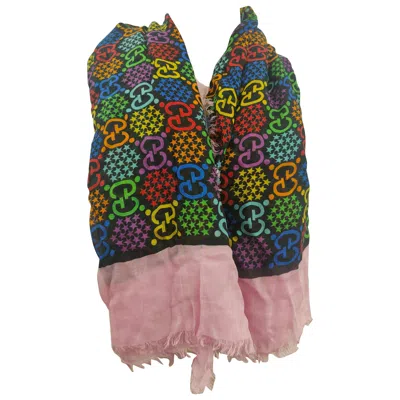 Pre-owned Gucci Gg Multicoloured Scarf Unisex - Excellent Condition In Black