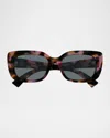 Gucci Gg Muse 55mm Rectangular Acetate Sunglasses In Brown