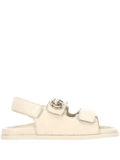 Gucci Gg New Ivoire Lamb Leather Sandals In Neutral