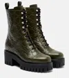Gucci Gg New Marmont Leather Combat Boots In Green