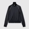 Gucci Gg Nylon And Jersey Zip Jacket In Blue