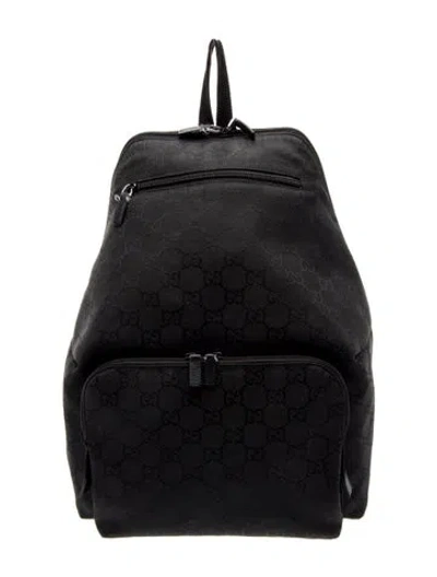 Pre-owned Gucci Gg Nylon Backpack In Black