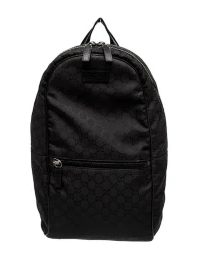 Pre-owned Gucci Gg Nylon Backpack In Black