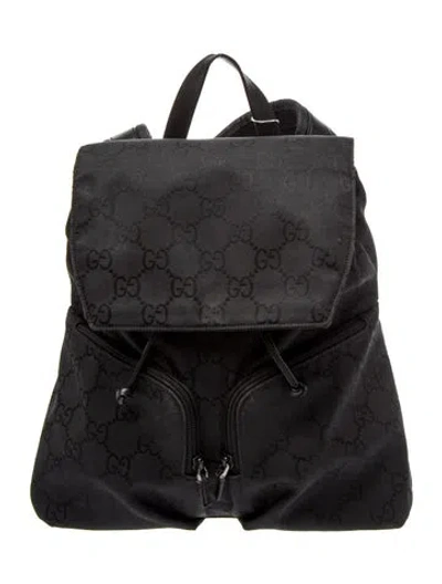 Pre-owned Gucci Gg Nylon Backpack In Black