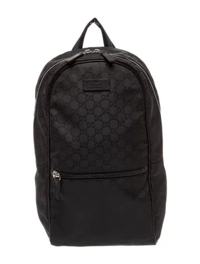 Pre-owned Gucci Gg Nylon Backpack In Black