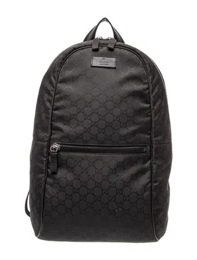 Pre-owned Gucci Gg Nylon Backpack In Black