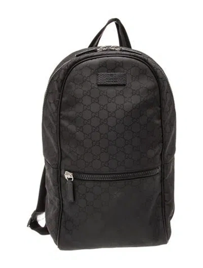 Pre-owned Gucci Gg Nylon Backpack In Black
