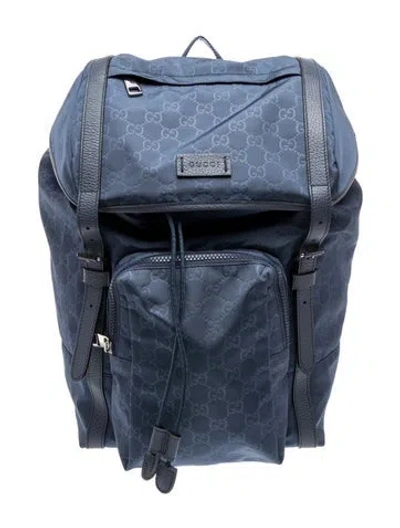 Pre-owned Gucci Gg Nylon Backpack In Blue
