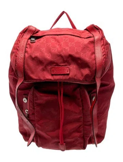 Pre-owned Gucci Gg Nylon Backpack In Red