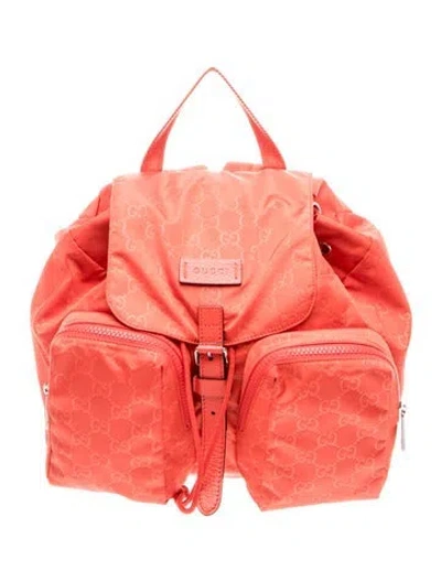 Pre-owned Gucci Gg Nylon Backpack In Red