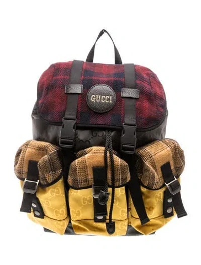 Pre-owned Gucci Gg Nylon Backpack In Silver