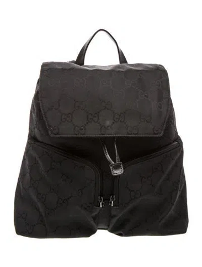 Pre-owned Gucci Gg Nylon Backpack Vintage In Black