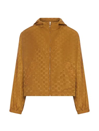 Gucci Gg Nylon Blouson Jacket In Brown