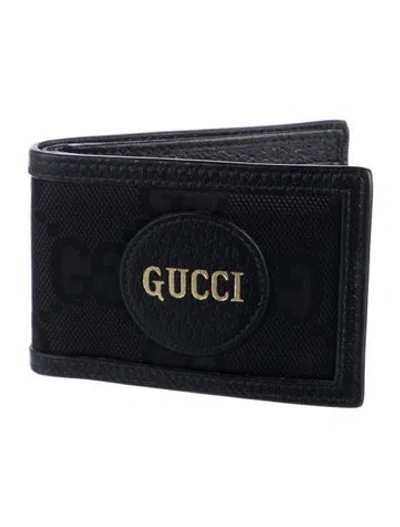 Pre-owned Gucci Gg Nylon Canvas Bifold Wallet In Black