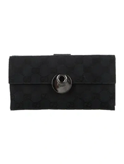 Pre-owned Gucci Gg Nylon Canvas Wallet In Black