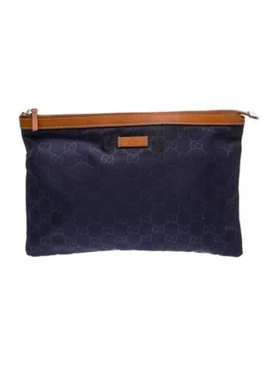 Pre-owned Gucci Gg Nylon Clutch In Blue