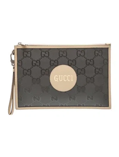Pre-owned Gucci Gg Nylon Clutch In Gray