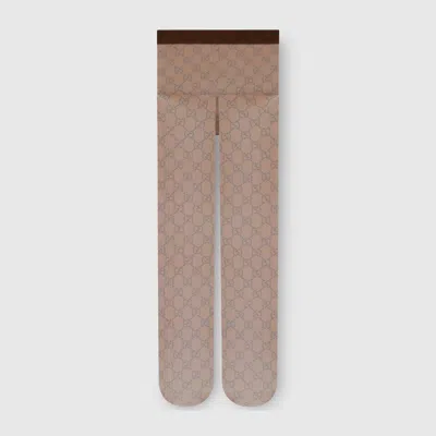 Gucci Brown Nylon Tights With Gg Print Women