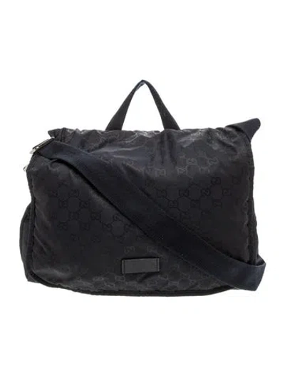 Pre-owned Gucci Babies' Gg Nylon Diaper Bag In Blue