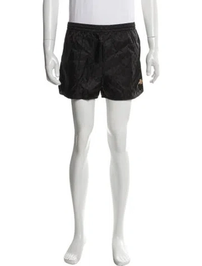Pre-owned Gucci Gg Nylon Embroidered Accent Swim Trunks In Black