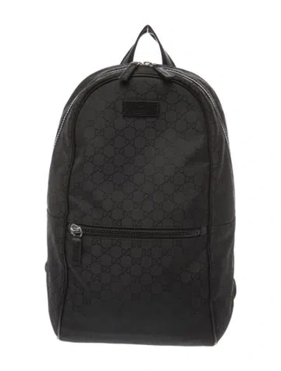 Pre-owned Gucci Gg Nylon Gg Ssima Slim Monogram Backpack In Black