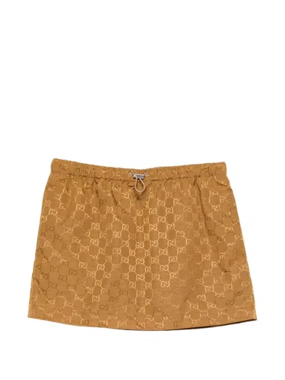 Gucci Gg Nylon Mini Skirt In Brown