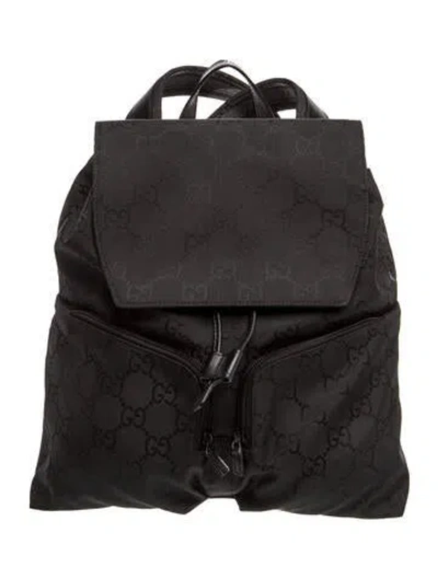 Pre-owned Gucci Gg Nylon Nylon Backpack In Black