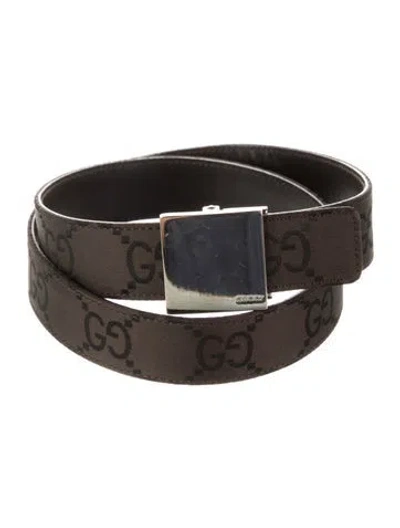 Pre-owned Gucci Gg Nylon Nylon Belt In Brown