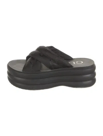 Pre-owned Gucci Gg Nylon Nylon Slides In Black