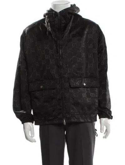Pre-owned Gucci Gg Nylon Puffer Coat In Black