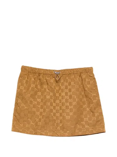 Gucci Miniskirt With Gg Texture In Beige