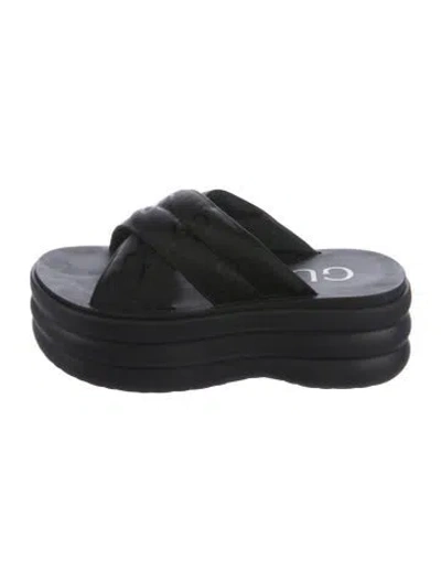Pre-owned Gucci Gg Nylon Slides In Black