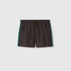 Gucci Gg Nylon Swim Short With Web In Brown