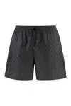 Gucci Cotton And Silk Bermuda Shorts With Allover Gg Logo In Black