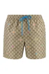 Gucci Men Nylon Swim Trunks With All-over Gg Logo In Multi