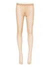 Gucci Sheer Monogram Patterned Hosiery With Elastic Waistband In Gold