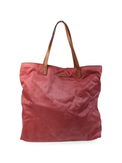 Pre-owned Gucci Gg Nylon Tote Bag In Red