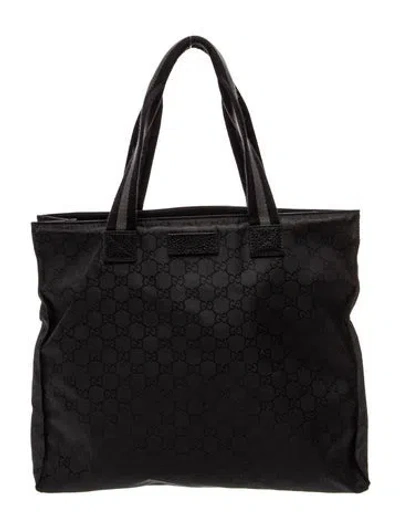 Pre-owned Gucci Gg Nylon Tote In Black