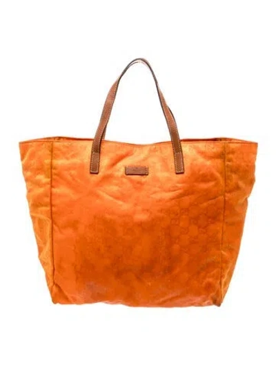 Pre-owned Gucci Gg Nylon Tote In Orange
