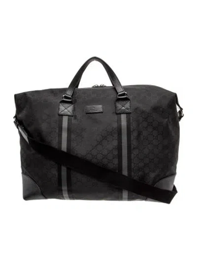 Pre-owned Gucci Gg Nylon Weekender Bag In Black