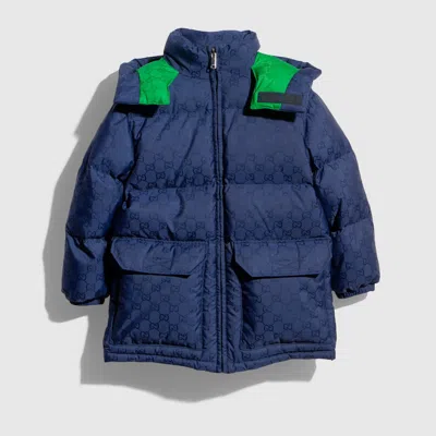 Gucci Kids' Gg Nylon Zip Jacket In Blue