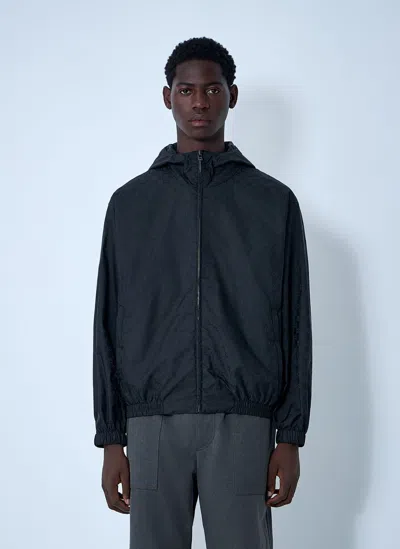 Gucci Men Gg Jacquard Nylon Zip-up Jacket In Black