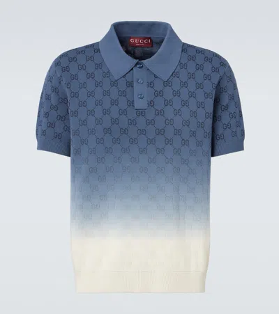 GUCCI GG OMBRÉ COTTON AND SILK POLO SHIRT