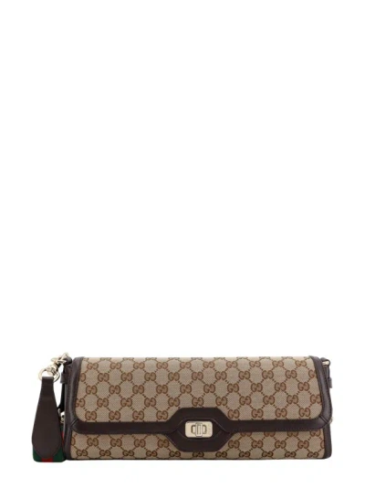 Gucci Gg Origianl Fabric And Leather Shoulder Bag In Bebonycocoavrv
